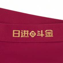 LI-NING Men's Boxer Briefs, Chinese New Year Lucky Red Dragon Print Cotton Underwear with "Daily Fortune" Waistband - 深漿紅 - 查看 3