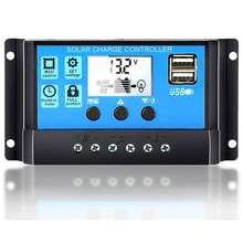 Y&H 30A チャージコントローラー 12V/24V ソーラーチャージャー充電コントローラー 電流ディスプレイ液晶 負荷タイマー、過負荷保護、多機能調整機能などの保護機能を備えたデュアル USB ポート 家の積載量 庭の街灯 キャンピングカー 鉛蓄電池およびリチウムイオン電池に対応 - ブルー-RBL-30A - チェックする 10