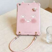 Cute Pink Dog Compatible With IPad Pro 13 Inch Tablet Soft Case, With Beads, Ear Chain Strap Suitable For IPad Air, IPad Air 11-Inch M3 M2, Apple IPad Mini 1/2/3/4/5/6/7/8, 2021/2019/2022/2024 Models - Pink - View 4