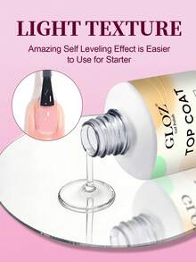 GLOZ 1 Bottle 18ml Glass Top Coat, Long-Lasting Clear Rubber Top Coat, LED UV Reinforced Nail Polish Top Coat, High Gloss Gel Nail Polish Top Coat - 無色 - 查看 4