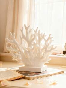 1 pièce Décoration de corail en résine blanche minimaliste de style nordique - Ornement de bureau de style océanique, convient pour la décoration de la chambre, du salon, de la bibliothèque | Décoration d'intérieur à la mode pour créer une ambiance chaleureuse - Multicolore - Voir 1