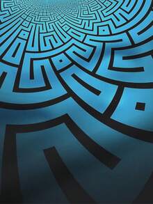 3D数码印花渐变蓝至藏青色迷宫图腾图案宽松圆领卫衣，适合街头服饰、派对和日常通勤，展现独特的几何美学和个人风格。 - 彩色 - 查看 3