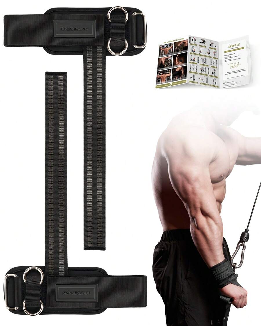 MANUEKLEAR Non-Slip Wrist Straps For Weightlifting Deadlifting, Gym Lifting Straps With D Rings For Cable Machine Workout, 10mm Neoprene Padded Weight Lifting Wrist Wraps For Men Women - màu đen - Xem 1