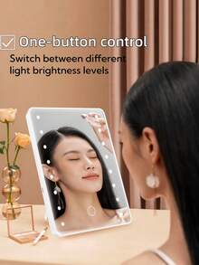 LED Makeup Mirror, Lighted Vanity Mirror With 3 Lighting Modes, Tabletop Cosmetic Mirror, Dual Power Supply, Portable Makeup Mirror For Dorm, Office Desk, Birthday, Graduation, Holiday Home Decor, Student Gift, Multifunctional Vanity Mirror For Bedroom, Travel, Ideal Gift For Women On Valentine's Day, Mother's Day - Multicolor - View 5