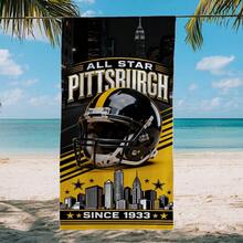 1pc Pittsburgh Football Helmet Design Beach Towel, Super Soft Microfiber Extra Large Beach Blanket, Super Absorbent Bath Towel, Suitable For Travel, Pool, Diving, Surfing, Yoga, Camping, Available In Multiple Sizes, Beach Accessories For Beach, Pool, Travel, Camping, Yoga Bathroom Decor - A - View 4