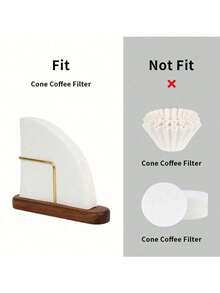 1pc Conical Coffee Filter Holder, Suitable For #1/#2/#4 Filter Papers, Vertical Coffee Filter Rack Made Of Walnut Wood And Brass, Suitable For Pour Over Coffee, Coffee Lover's Gift, Drip Coffee Maker, Espresso Bar, Minimalist Kitchen, Home Brewing - Mocha Brown - View 9