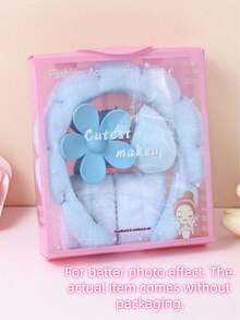 5pcs Women Sponge SPA Headband, Wristband Set With Large Flower Hair Clip, Hair Accessories Suit, Suitable For Party Gifts And Daily Use (For Better Photo Effect. The Actual Item Comes Without Packaging.) - Multicolor - View 3