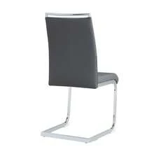 Set Of 2 Modern Dining Chairs, PU Faux Leather And Linen, Padded Side Chairs, Kitchen, Dining Room, Office Chairs, Black, Grey. - Grey - View 6