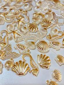 Mix Of Under The Sea Pendants: Seashell, Starfish, And Seahorse 30g - 金色 - 查看 2