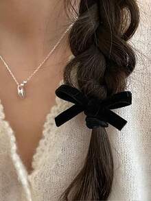 2/8/16pcs Black Hair Scrunchies Elastic Hair Ties With Bow Rubber Bands Ponytail Holder Beauty Home Hair Accessories,Travel,Birthday - Black - View 4