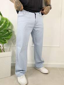 Calça Balao Jeans Masculina Oversize Perna Larga sem Elastano - Bem Clara - Visão 2
