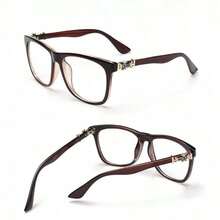 Fashion Retro Square Large Frame Glasses, Elegant & Simple, Fashionable Slim-Look Eyewear Men And Women, Student Photo Prop Accessories Giftwomen Fashion Glasses Valentine's Day - màu nâu - Xem 1