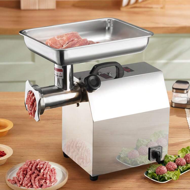 Electric Meat Grinder, 5.95 Lbs/Min, 650W (3800W MAX) Industrial Meat Mincer, 304 Stainless Steel Commercial Meat Grinder With 3 Grinding Plates, 2 Blades, Sausage Kit, ETL Listed - 銀色 - 查看 9
