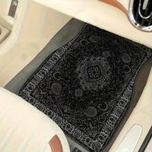 4pcs Moroccan Universal Vintage Car Floor Mats, Suitable For Front & Rear Seat Protection In All Vehicles, Fashionable And Durable Car Accessories, All-Season Car Carpet Floor Mats, Enhance Your Car Interior Decor - 波希米亞 - 查看 4