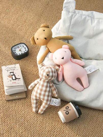 Bộ thú nhồi bông bằng vải dễ thương nhiều màu sắc 25cm/9.84in - Màu nâu trơn/Hồng trơn/Kẻ caro, Đồ chơi nhồi bông hình gấu bông tối giản đáng yêu phù hợp cho trẻ em và trẻ sơ sinh, Búp bê vải siêu mềm, Lý tưởng cho phòng trẻ sơ sinh, phòng khách, trang trí ghế sofa, Quà tặng hoàn hảo cho tiệc mừng em bé, sinh nhật, Giáng sinh, Ngày thiếu nhi, Đồ chơi đồng hành thoải mái và đáng yêu cho trẻ mới biết đi, Trang trí nhà cửa thời trang làm nổi bật không gian hiện đại.