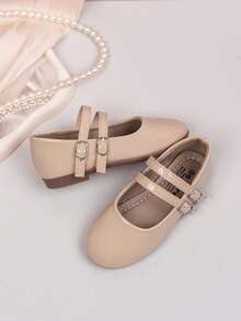 1 Đôi giày bệt đế thấp mũi tròn mềm mại, thoải mái, màu trơn, chất liệu da PU cho bé gái, đơn giản và thời trang, phù hợp cho các hoạt động ngoài trời, đi học, biểu diễn, mặc trong mọi mùa - Màu be - Xem 4