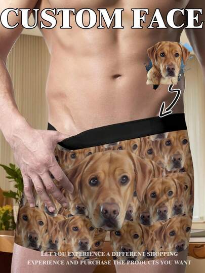 Custom Funny Boxers For Men Personalized Underwear With Face Photo – Unique, Cute, Adorable, Colorful Novelty Boxer Shorts For Boyfriend, Husband, Or Dad – Ideal Valentine's Day, Birthday, Wedding, Anniversary, Or Holiday Gift, 1pc Personalized Gift For Him,Dawg,Colorful,Cute,Adorable,Contracted,Funny,Custom,Unique,Customized,Personalized,Ideal Gifts For Him,Ideal Gifts For Her,Boyfriend,Girlfriend,Family,Friends,Her
