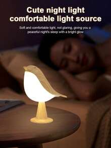 Luz nocturna en forma de urraca y pájaro, talla L, diseño creativo, adecuada para dormitorio, habitación, escritorio, sala de estar, estudio, regalo, luz decorativa novedosa, decoración de mesita de noche, regulador táctil de 3 temperaturas de color, luz ambiental nocturna - Luz nocturna de pájaro - Ver 4