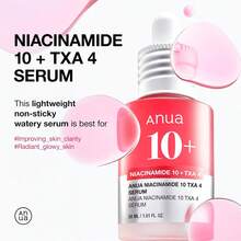 ANUA Niacinamide 10 + TXA 4 Facial Serum 30ml/1.01 Fl.Oz, Hyaluronic Acid, Ceramide, Tranexamic Acid, For Rough Or Dullness Skin, For Brightening And Dark Spots, Fade Acne Marks, Glow Back Serum, Dark Spot Care, Postnatal Skincare, Non-Greasy Watery Lightweight Texture, Whitening And Fading Dark Spots, Kbeauty, K-Beauty, Korean Skin Care - Niacinamide - Xem 3