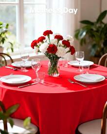 4/8/12 84 Inch Round Disposable Tablecloths, Thickened Waterproof PEVA Plastic Table Covers For Party, Wedding, Banquet & Daily Use - 紅色 - 查看 7