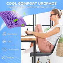 Gel Seat Cushion For Long Sitting, Enlarged & Thickened Patent Design Office Chair Seat Cushion, Breathable Cooling Pads For Chairs, Soft Car Cushions For Wheelchair(Large, Grey) - 灰色 - 查看 3