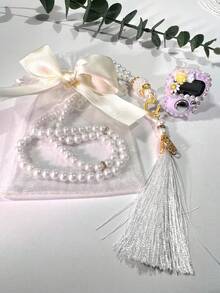 Handmade DIY Rhinestone Rosary Counter + Bow Tulle Strap, Lightweight & Portable, Cute Multi-Color Floral Decor Electronic Chanting Counter, Birthday Gift, Ramadan Gift, Religious Event Gift, Valentine's Day Gift, Suitable For Religious Chanting Count During Ramadan, Daily Religious Practice, Ramadan Gifting, Portable For Carrying - Multicolor - View 16