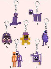 1个亚克力像素威廉·阿夫顿钥匙扣，紫色表情包挂饰，背包配件，粉丝最佳礼物 - 彩色 - 查看 10