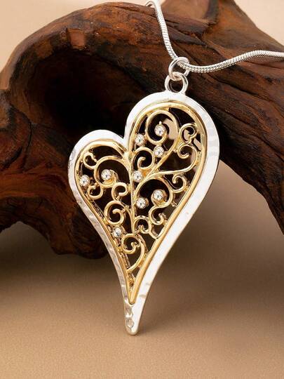 قلادة/سلسلة كنزة صوفية طويلة بتصميم قلب مجوف أنيق قطعة واحدة، متعددة الاستخدامات للنساء، مناسبة للاستخدام اليومي والعطلات والهدايا، لجميع المواسم