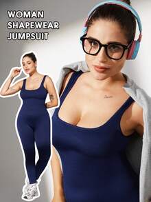 1件装女士无缝束腰连体衣，大码塑身衣 - 藏蓝色 - 查看 5