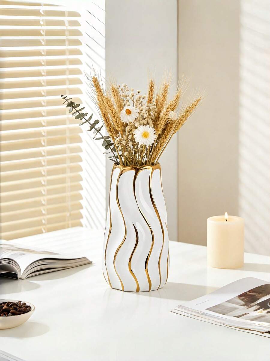 1 hộp trang trí sọc vàng, hũ đựng đa năng, làm thủ công có nắp, bình trang trí nhà cửa. - Nhiều màu - Xem 1