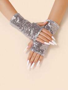 1 Pair Lacquered Leather Short Solid Color Punk Y2K Party, Performance, Festival Costume, Cosplay Fingerless Gloves Summer - Multicolor - View 14