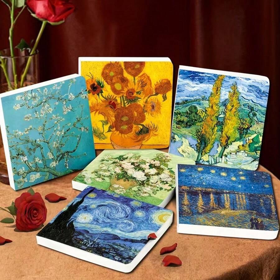 1 Piece Van Gogh Sketch Book, 200 Pages Blank Paper, Drawing Notebook, Handwriting Diary, Art Painting, Sketch Paper, Portable Artist Paper, Drawing Art Supplies - Watercolor Sketchbook - View 1