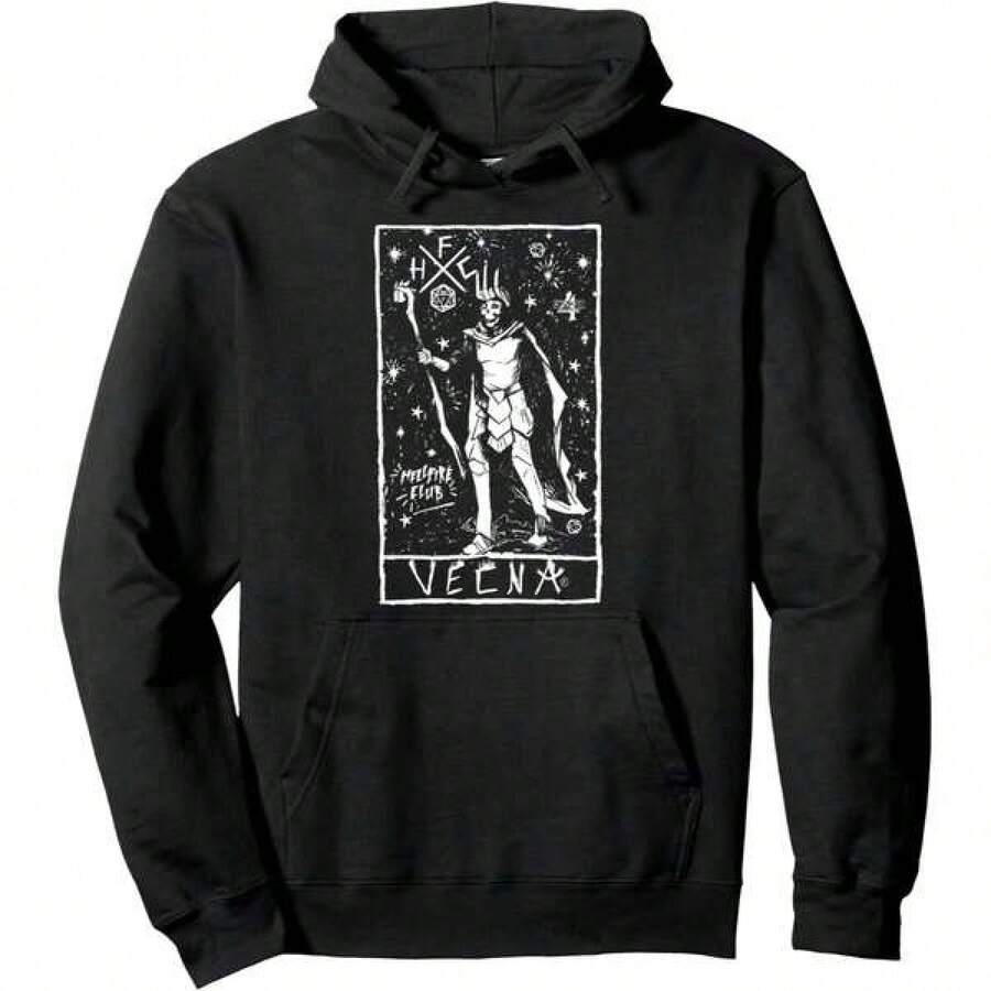 Stranger ThingsZ Vecna Hellfire Club Undying King Tarot Card Pullover Hoodie - Black - View 1