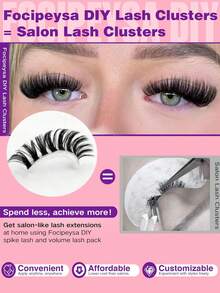 60pcs/Set 80pcs Self-Adhesive Faux Mink Lashes, Fluffy & Soft, 8-16mm Mixed Length Set, Fluffy Individual False Eyelashes, DIY Eyelash Extension, Eyelashes, Eyelash Glue, False Eyelashes - Black - View 7