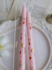 Bộ 2 chiếc (một hộp) Nến hình nón dài màu hồng, dài 9,84 inch, sáp đậu nành không khói, trang trí tiệc cưới, tạo không khí ấm cúng. Nến hình nhánh dài, màu đen, màu đỏ, màu hồng, màu trắng, nến tạo không khí lễ hội, nến ngày Valentine, nến dễ thương và vui nhộn, trang trí nhà cửa. - Nhiều màu - Xem 18