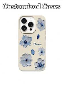 1 Stück anpassbares Handyhülle mit verstreuten hellblauen Hortensien Blumenmuster, kompatibel mit iPhone 17 Pro Max/17 Air/16 Pro Max/15 Pro Max/16E/14 Plus/13/12/11/XR/XS Max, insgesamt frischer und süßer Stil, geeignet für Blumenliebhaber und diejenigen, die nach einem personalisierten romantischen Design suchen - Weiss - Übersicht 5
