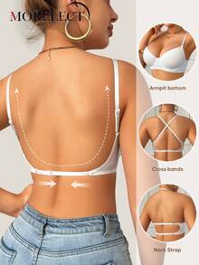 Morelect 1件装女士内衣背心式文胸，多穿法设计，提拉支撑，柔软透气 - 白色 - 查看 1