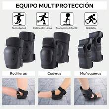 Juego de Rodilleras, Rodillera Codera Muequera 6 en 1 Set, Juego de Rodilleras Coderas y Muequeras, Adecuado para Bicicleta Patinaje Ciclismo Monopatn y Deportes Extremos - - Negro - Ver 3