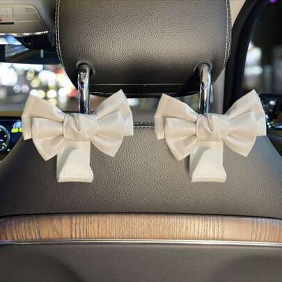AD High-End Leather Bowknot Multi-Function Car Seat Back Hook, Stylish Car Interior Storage Hook