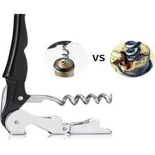 3件套专业侍酒师开瓶器套装，升级为重型不锈钢铰链式酒钥匙，适用于餐厅服务员、侍酒师、调酒师 - 黑色 - 查看 3