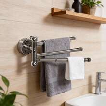 No-Drills 270° Swivel Towel Bar: 3-Arm Suction Cup Holder For Fast Drying & Organizing In Bathroom & Kitchen - Black - View 8