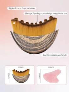 2 PCS Lymphatic Contour Face Brush, Manual Lymphatic Drainage Massager, Natural Makeup Brushes With Durable Soft Bristles, Hypoallergenic Ergonomic Facial Cleansing Brush For Sculpting - Multicolor - View 4