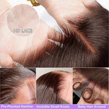 ZHENDEFA 360 Degree Full Lace Front Wig With Drawstring, Smooth Wavy Chocolate Brown Hair, 200 Density - S4 - View 5