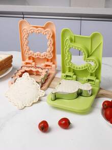 1 Stück quadratischer Blumen-Rand Edelstahl Sandwich Ausstecher Form, Dinosaurier-Rand Brot Ausstecher Form, Heim-DIY Backwerkzeug Toaster Clip, Brot Formgebungsform, praktisch, langanhaltend und einfach zu reinigen, geeignet zum Backen von Gebäck - Verschiedenfarbig - Übersicht 3
