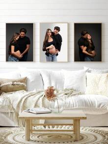 3pcs/Set Customized Canvas Wall Art, Framed Canvas Painting For Indoor Room Decor, Personalized Commemorative Photo Print For Wedding And Bedroom - Multicolor - View 8