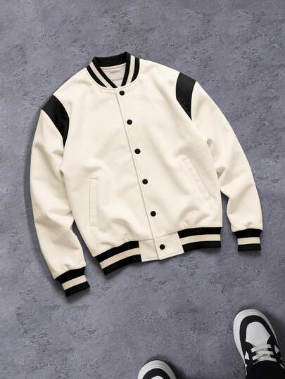 Men's Patchwork Jacket, Men's Button Long Sleeve Pocket Simple Jacket, Casual Daily Wear, Men's Jacket, Men's Outerwear, Spring Autumn Men's Jacket, Boyfriend Gift, Outdoor Warm Long Sleeve Casual Jacket, Men's Short Top, Street Style Men's Shirt, Workwear Men's Beige Shirt Jacket, Men's Beige Suit