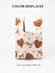 1个轻便可折叠可爱多色树脂镂空透气撞色针织手提包腕包，适合度假、拍照、上学等场合，女士适用。 - 米色 - 查看 4