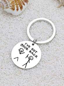 个性街头风礼物，“我会支持你”简笔画钥匙扣，适合送给朋友、闺蜜、家人、女性、男性，也适合圣诞节、生日、情人节、毕业典礼、圣诞礼物、汽车装饰、包包挂饰，以及各种校园、可爱、哥特、Y2K风格。 - 銀色 - 查看 5
