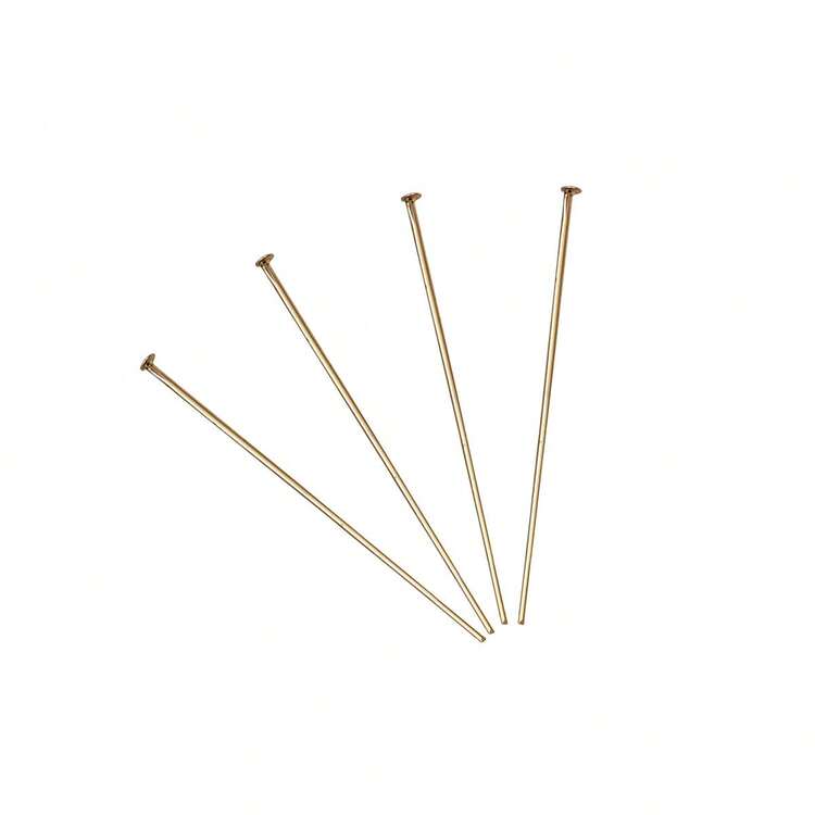 50/100 chiếc ghim đầu phẳng bằng thép không gỉ 304, dùng để làm trang sức DIY, ghim thẳng màu vàng và thép, ghim đầu kim loại dùng làm khuyên tai, vòng tay, dây chuyền, mặt dây chuyền. - Ghim đầu phẳng - Xem 24