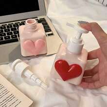 Pink Heart-Shaped Pump Bottle Hand Wash, Body Wash, Shampoo, Lotion, Makeup Remover, Cosmetics, Suitable Home Or Travel Use.Red Heart-Shaped Valentines Day And Wedding Favor, Bathroom Soap Dispenser, Travel Squeeze Bottle, Portable Squeeze Bottle - Multicolor - View 4